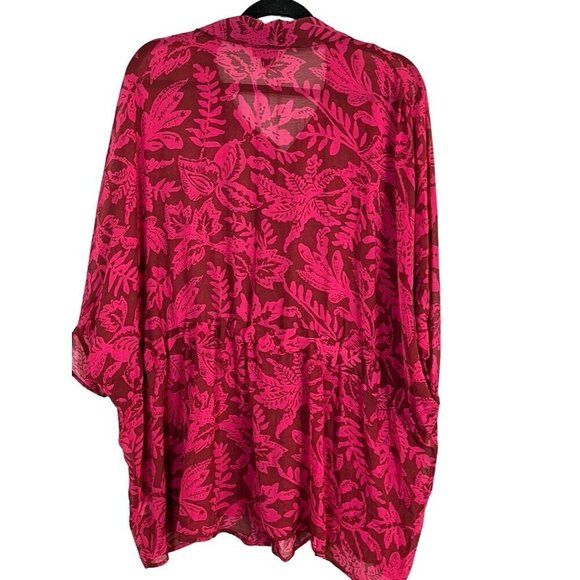 Torrid Floral Top 3X Pink Chic Chiffon Dolman Boho Western Retro Classic Sheer - Picture 9 of 14